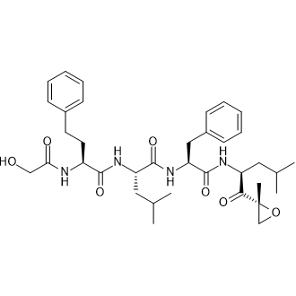 N-[(2S)-2-(Glycoloylamino)-4-phenylbutanoyl]-L-leucyl-N-{(2S)-4-methyl-1-[(2R)-2-methyl-2-oxiranyl]-1-oxo-2-pentanyl}-L-phenylalaninamide Structure