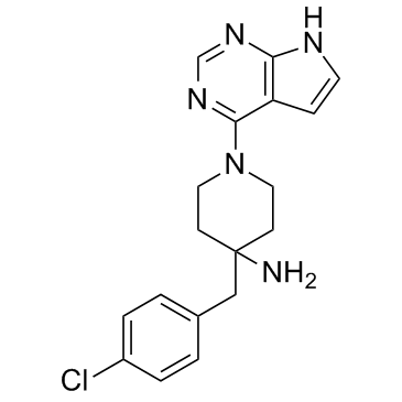 4-(4-氯苯基)甲基-1-(7H-吡咯并2,3-d嘧啶-4-基)-4-哌啶胺结构式