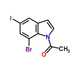 1-(7-Bromo-5-iodo-1H-indol-1-yl)ethanone结构式