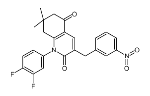 1-(3,4-difluorophenyl)-7,7-dimethyl-3-[(3-nitrophenyl)methyl]-6,8-dihydroquinoline-2,5-dione Structure