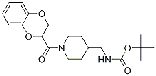 [1-(2,3-二氢-苯并[1,4]二氧杂环己-2-羰基)-哌啶-4-基甲基]-氨基甲酸叔丁基酯结构式