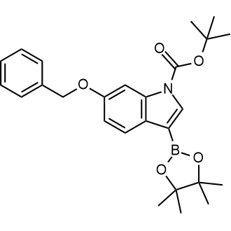6-(苄氧基)-3-(4,4,5,5-四甲基-1,3,2-二噁硼烷-2-基)-1H-吲哚-1-羧酸叔丁酯结构式