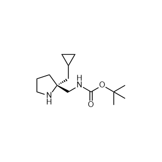 (R)-((2-(环丙基甲基)吡咯烷-2-基)甲基)氨基甲酸叔丁酯结构式