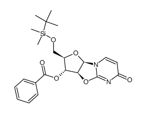 1-[2,2'-anhydro-3'-O-benzoyl-5'-O-(tert-butyldimethylsilyl)-β-D-arabinofuranosyl]uracil结构式