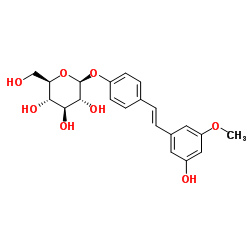 BETA-D-葡萄糖苷 4-[(1E)-2-(3-羟基-5-甲氧基苯基)乙烯基]苯结构式