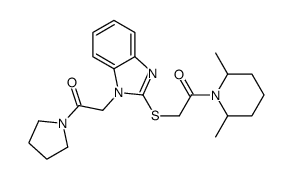 Piperidine, 2,6-dimethyl-1-[[[1-[2-oxo-2-(1-pyrrolidinyl)ethyl]-1H-benzimidazol-2-yl]thio]acetyl]- (9CI) Structure