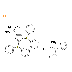 Phosphine, 1,1'-[4-(1,1-dimethylethyl)-2,4-cyclopentadiene-1,2-diyl]bis[1,1-diphenyl-, compd. with 1,3-cyclopentadien-1-ylbis(1-methylethyl)phosphine, iron salt (1:1:1) Structure