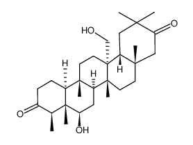 6β,27-Dihydroxy-D:A-friedooleanane-3,21-dione结构式