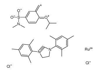 1,3-双(2,4,6-三甲基苯基)-4,5-二氢咪唑-2-亚甲基[2-(异丙氧基)-5-(N,N-二甲基氨基磺酰基)苯基]亚甲基钌(II), Zhan Catalyst-1B结构式