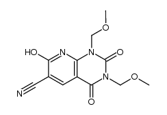 7-hydroxy-1,3-bis(methoxymethyl)-2,4-dioxo-1,2,3,4-tetrahydropyrido[2,3-d]pyrimidine-6-carbonitrile结构式