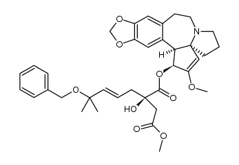 (R,E)-1-cephalotaxyl 4-methyl 2-(4-(benzyloxy)-4-methylpent-2-enyl)-2-hydroxysuccinate Structure