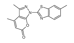 3,4-dimethyl-1-(6-methyl-1,3-benzothiazol-2-yl)pyrano[2,3-c]pyrazol-6-one Structure