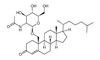 19-O-(2-acetylamino-2-deoxy-β-D-glucopyranosyl)-19-hydroxy-cholest-4-en-3-one结构式