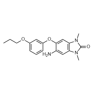 5-氨基-1,3-二甲基-6-(3-丙氧基苯氧基)-1H-苯并[d]咪唑-2(3H)-酮结构式