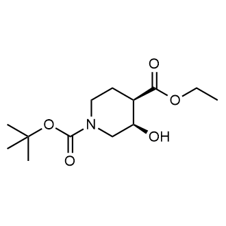 (+)-(3R,4R)-3-羟基哌啶-1-甲酸叔丁酯,4-甲酸乙酯结构式