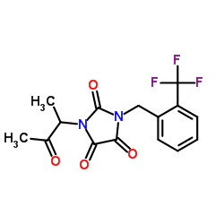 1-(3-Oxo-2-butanyl)-3-[2-(trifluoromethyl)benzyl]-2,4,5-imidazolidinetrione Structure