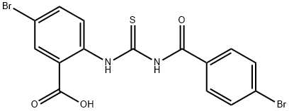 5-bromo-2-[[[(4-bromobenzoyl)amino]thioxomethyl]amino]-benzoic acid Structure