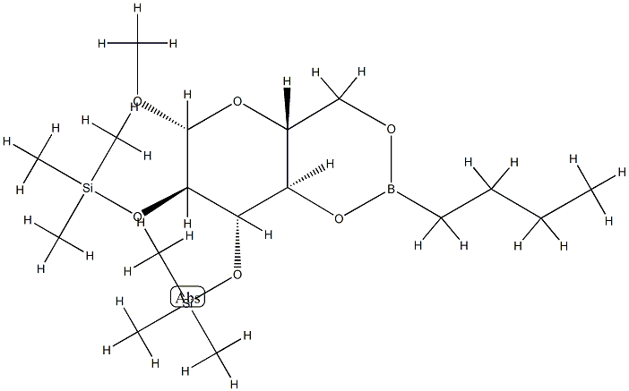 beta-D-Glucopyranoside, methyl 2,3-bis-O-(trimethylsilyl)-, cyclic but ylboronate Structure