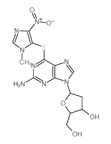 9H-Purin-2-amine, 9-(2-deoxy-.beta.-D-erythro-pentofuranosyl)-6-[(1-methyl-4-nitro-1 H-imidazol-5-yl)thio]- Structure