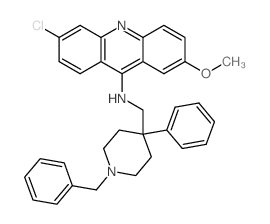 9-Acridinamine,6-chloro-2-methoxy-N-[[4-phenyl-1-(phenylmethyl)-4-piperidinyl]methyl]-,hydrochloride (1:2) Structure