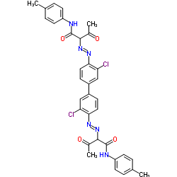 2-[[2-chloro-4-[3-chloro-4-[[1-(4-methylanilino)-1,3-dioxobutan-2-yl]diazenyl]phenyl]phenyl]diazenyl]-N-(4-methylphenyl)-3-oxobutanamide Structure