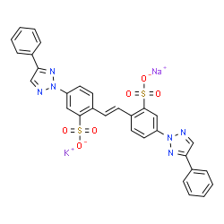 potassium sodium 4,4'-bis(4-phenyl-2H-1,2,3-triazol-2-yl)stilbene-2,2'-disulphonate structure