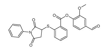 (4-formyl-2-methoxyphenyl) 2-(2,5-dioxo-1-phenylpyrrolidin-3-yl)sulfanylbenzoate结构式