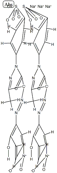 trisodium bis[4-[4,5-dihydro-4-[(2-hydroxy-5-nitrophenyl)azo]-3-methyl-5-oxo-1H-pyrazol-1-yl]benzene-1-sulphonato(3-)]cobaltate(3-) Structure