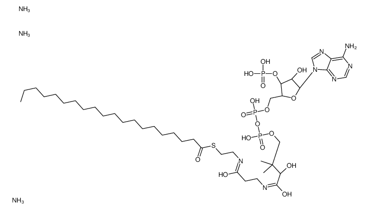 triazanium,[(2R,3R,5R)-5-(6-aminopurin-9-yl)-4-hydroxy-2-[[[[(3R)-3-hydroxy-4-[[3-(2-icosanoylsulfanylethylamino)-3-oxopropyl]amino]-2,2-dimethyl-4-oxobutoxy]-oxidophosphoryl]oxy-oxidophosphoryl]oxymethyl]oxolan-3-yl] hydrogen phosphate结构式
