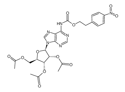 2',3',5'-tri-O-acetyl-N6-p-nitrophenylethoxycarbonyl adenosine Structure