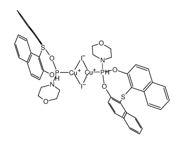 [Cu2(μ-I)2(4-(dinaphtho[2,1-d:1',2'-g][1,3,6,2]dioxathiaphosphocin-4-yl)morpholine)2]结构式