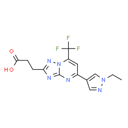 3-[5-(1-Ethylpyrazol-4-yl)-7-(trifluoromethyl)-[1,2,4]triazolo[1,5-a]pyrimidin-2-yl]propanoic acid结构式