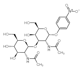 4-nitrophenyl 2-acetamido-3-o-(2-acetamido-2-deoxy-b-d-glucopyranosyl)-2-deoxy-a-d-galactopyranoside Structure