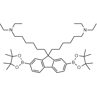 N,N,N′,N′-四乙基-2,7-双(4,4,5,5-四甲基-1,3,2-二氧杂硼烷-2-基)-9H-芴-9,9-二己胺结构式