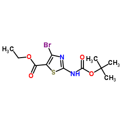 Ethyl 4-bromo-2-({[(2-methyl-2-propanyl)oxy]carbonyl}amino)-1,3-thiazole-5-carboxylate Structure