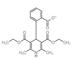 diethyl 2,6-dimethyl-4-(2-nitrophenyl)-1,4-dihydropyridine-3,5-dicarboxylate结构式