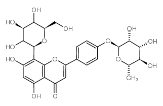 5,7-dihydroxy-8-[(2S,3R,4R,5S,6R)-3,4,5-trihydroxy-6-(hydroxymethyl)oxan-2-yl]-2-[4-[(2S,3R,4R,5R,6S)-3,4,5-trihydroxy-6-methyloxan-2-yl]oxyphenyl]chromen-4-one Structure