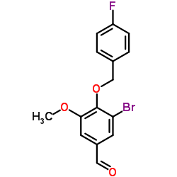 3-Bromo-4-[(4-fluorobenzyl)oxy]-5-methoxybenzaldehyde Structure