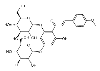 2',4'-bis-β-D-glucopyranosyloxy-6'-hydroxy-4-methoxy-trans-chalcone结构式