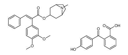 4-(2-carboxybenzoyl)phenolate,(8-methyl-8-azoniabicyclo[3.2.1]octan-3-yl) (E)-2-(3,4-dimethoxyphenyl)-3-phenylprop-2-enoate Structure