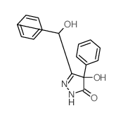 4-hydroxy-5-(hydroxy-phenyl-methyl)-4-phenyl-2H-pyrazol-3-one structure