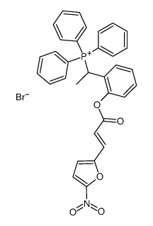 (1-{2-[(E)-3-(5-Nitro-furan-2-yl)-acryloyloxy]-phenyl}-ethyl)-triphenyl-phosphonium; bromide Structure