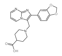 1-(2-苯并[1,3]二氧代-5-咪唑并[1,2-a]嘧啶-3-甲基)-哌啶-4-羧酸结构式