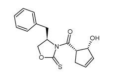 [4S,2R,3R]-(4-benzyl-2-thioxooxazolidin-3-yl)(2-hydroxycyclopent-3-enyl)methanone结构式