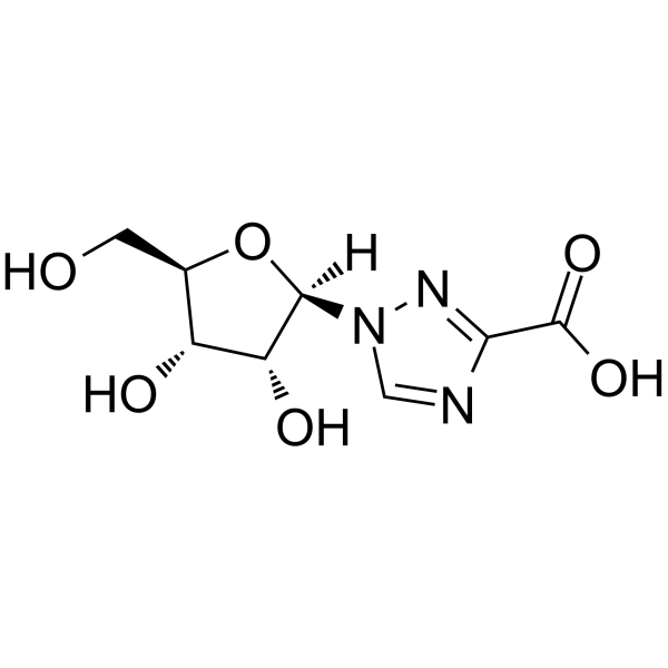 1-((2R,3R,4S,5R)-3,4-二羟基-5-(羟甲基)四氢呋喃-2-基)-1H-1,2,4-三唑-3-羧酸结构式