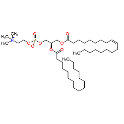1-油酰基-2-棕榈酰基-sn-甘油-3-磷酸胆碱结构式
