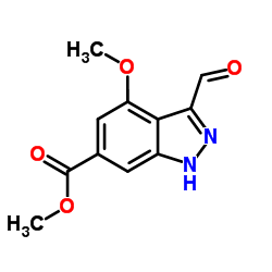 4-METHOXY-3-ALDEHYDE-(1H)INDAZOLE-6-METHYLCARBOXYLATE structure