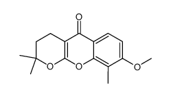 3,4-dihydro-8-methoxy-2,2,9-trimethyl-2H,5H-pyrano(2,3-b)(1)benzopyran-5-one结构式