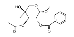 Methyl-3-O-acetyl-2-O-benzoyl-4-C-methyl-α-L-arabinopyranosid Structure