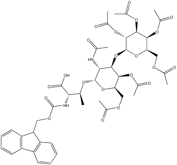 Fmoc-L-Thr[alpha-(Gal-beta(1-3)-GalNAc)]-OH peracetate structure